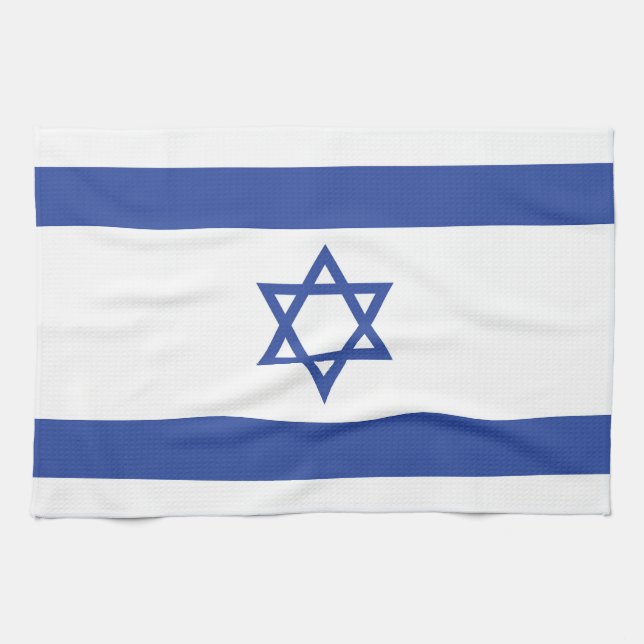 State of Israel Flag, Star of David Judaism Jewish Kitchen Towel (Horizontal)