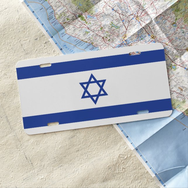 State of Israel Flag, Star of David Judaism Jewish License Plate (In Situ)