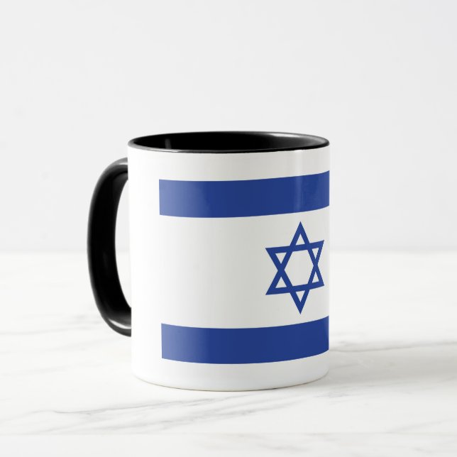 State of Israel Flag, Star of David Judaism Jewish Mug (Front Left)