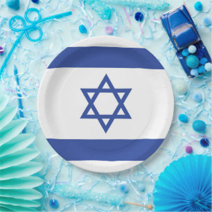 State of Israel Flag, Star of David Judaism Jewish Paper Plates