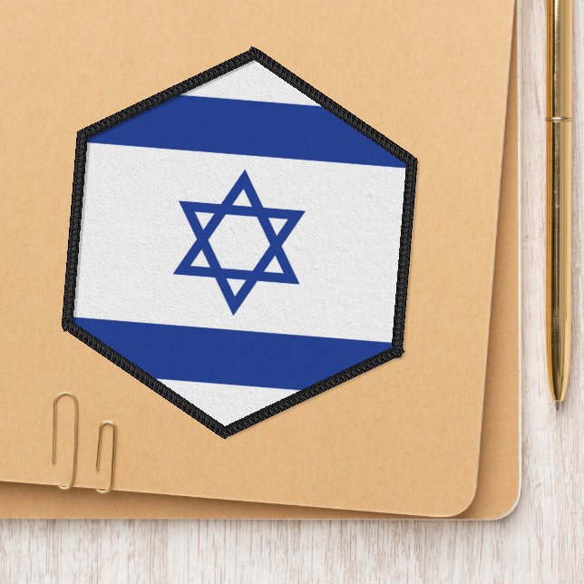 State of Israel Flag, Star of David Judaism Jewish Patch (On Folder)
