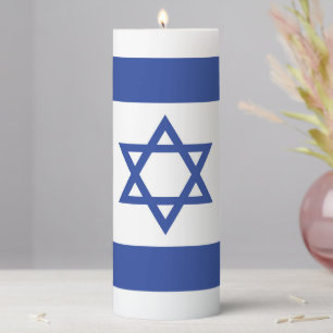 State of Israel Flag, Star of David Judaism Jewish Pillar Candle