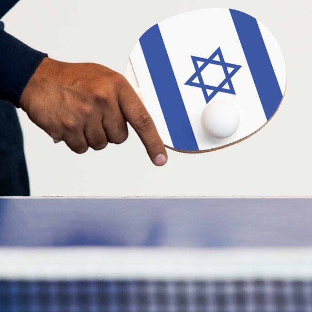 State of Israel Flag, Star of David Judaism Jewish Ping Pong Paddle (Insitu)