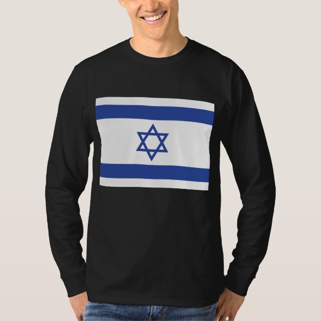 State of Israel Flag, Star of David Judaism Jewish T-Shirt (Front)