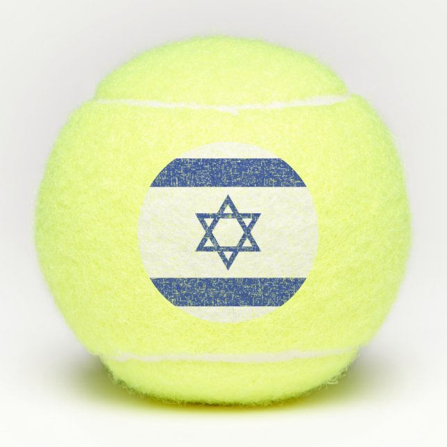 State of Israel Flag, Star of David Judaism Jewish Tennis Balls (Front)