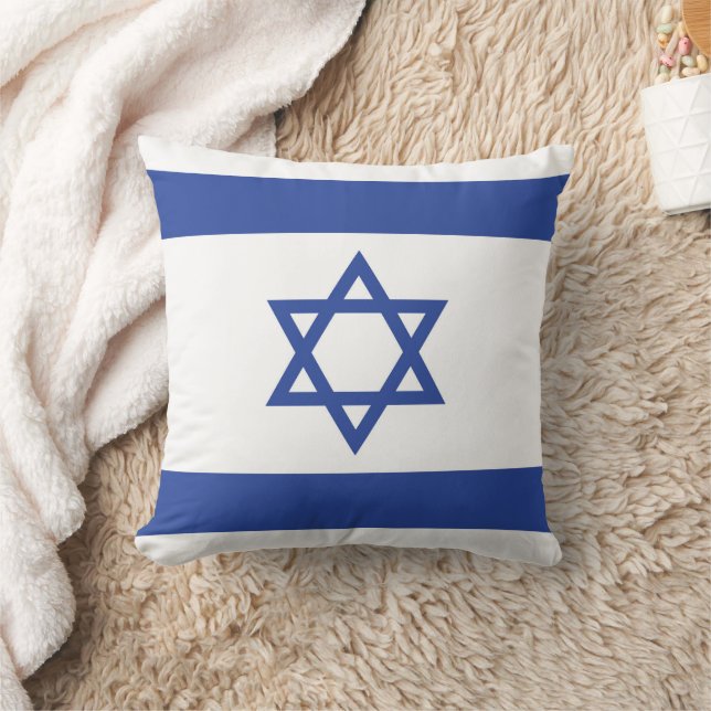 State of Israel Flag, Star of David Judaism Jewish Throw Pillow (Blanket)