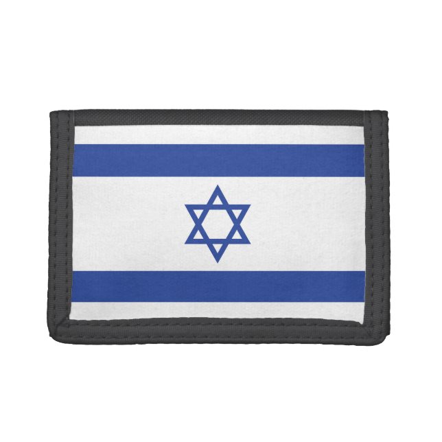 State of Israel Flag, Star of David Judaism Jewish Trifold Wallet (Front)
