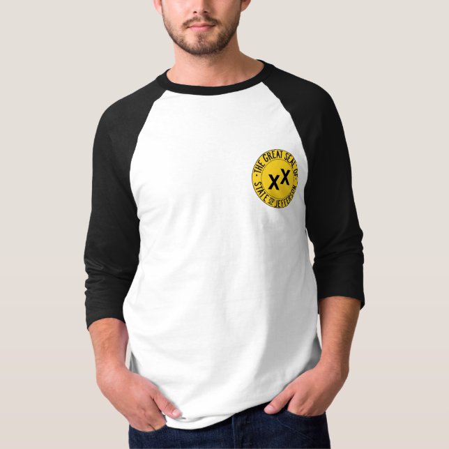 State of Jefferson badge Baseball Tee (Front)