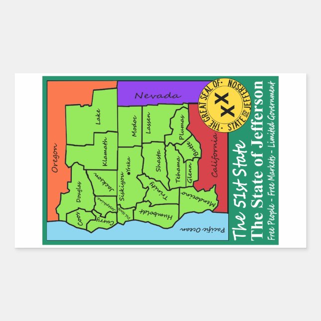 State of Jefferson Rectangular Sticker (Front)