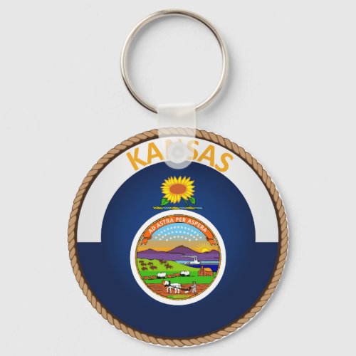 State of Kansas Flag Seal Keychain