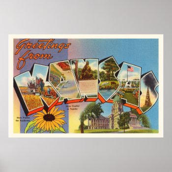 State Of Kansas Ks Old Vintage Travel Souvenir Poster by AmericanTravelogue at Zazzle