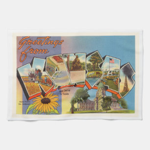 State of Kansas KS Old Vintage Travel Souvenir Towel