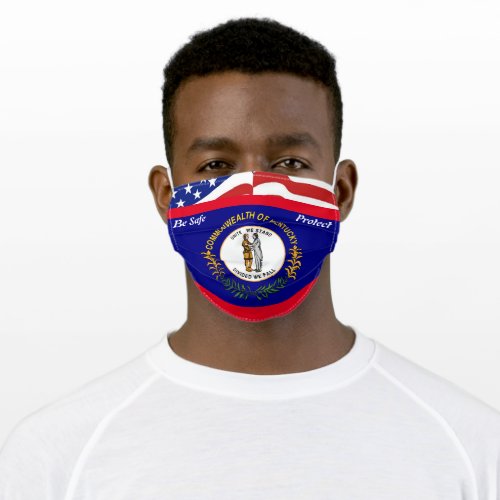 State of Kentucky Flag w Stars Stripes Adult Cloth Face Mask