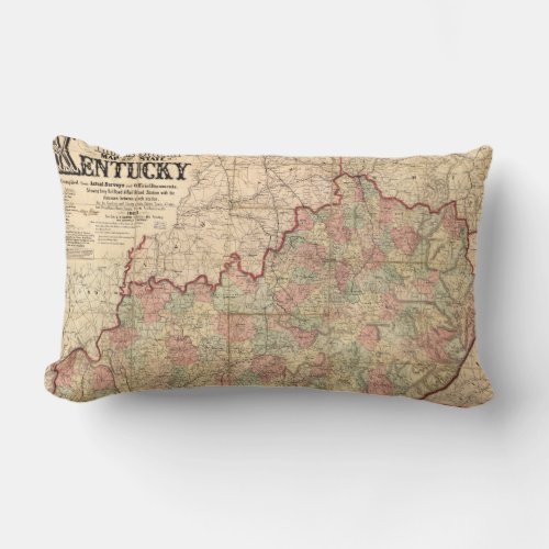 State of Kentucky Map by James Lloyd 1862 Lumbar Pillow