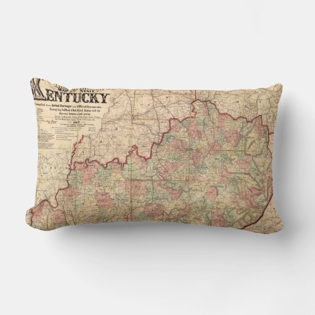 State of Kentucky Map by James Lloyd (1862) Lumbar Pillow (Front)