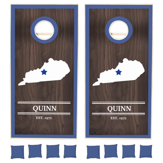 State of Kentucky Personalized Woodgrain Cornhole Set (Set)