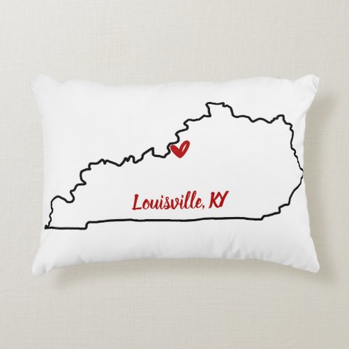 State of Kentucky with Heart Accent Pillow