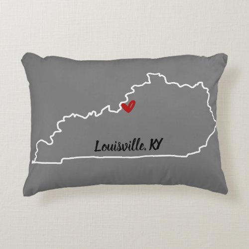 State of Kentucky with Red Heart Accent Pillow
