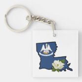 Louisiana State Flag Key Chain 2 Sided Key Ring