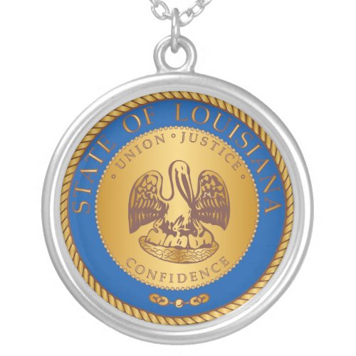 State of Louisiana seal Silver Plated Necklace