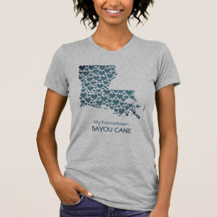 State of Louisiana Silhouette Hearts & Hometown T-Shirt