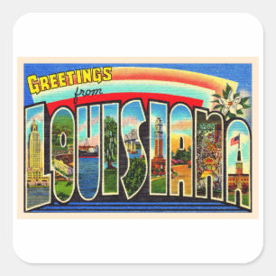 State of Louisiana Vintage Large Letter Postcard Square Sticker