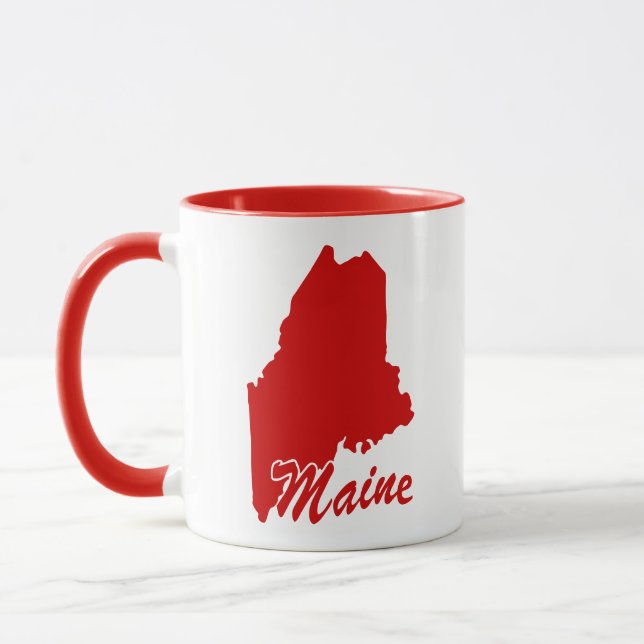 State Of Maine Shape Red Mug (Left)