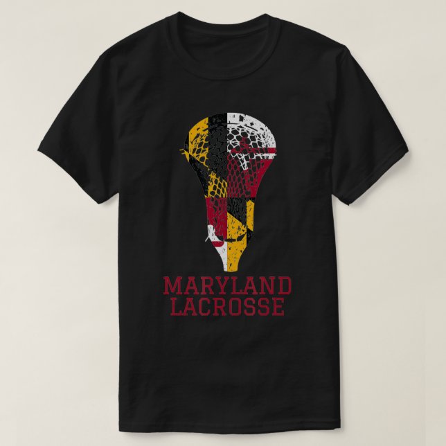 State of Maryland Flag Lacrosse Team Player Lax Co T-Shirt (Design Front)