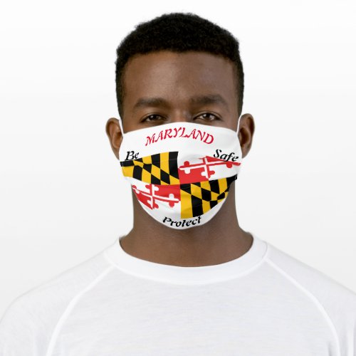 State of Maryland State Flag on White Adult Cloth Face Mask