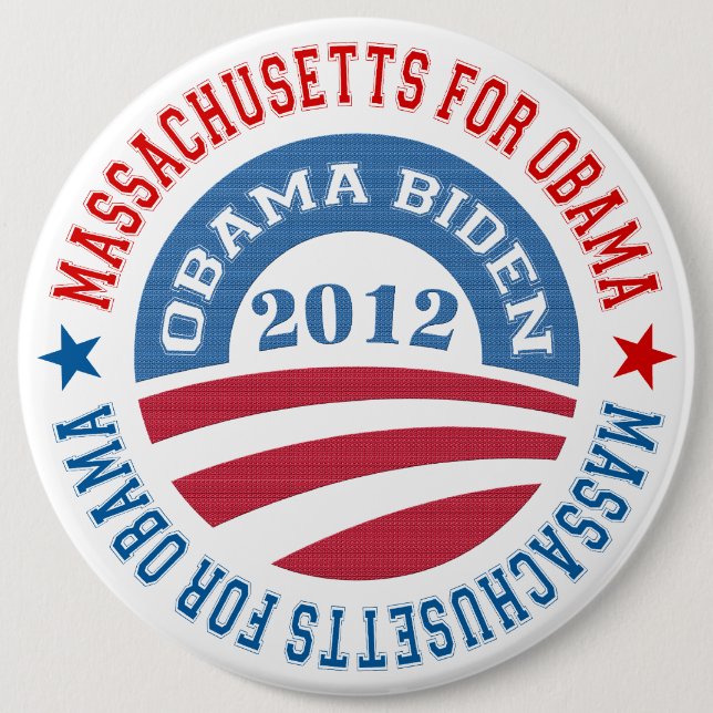 State Of Massachusetts For Obama-Obama Biden 2012 Pinback Button (Front)