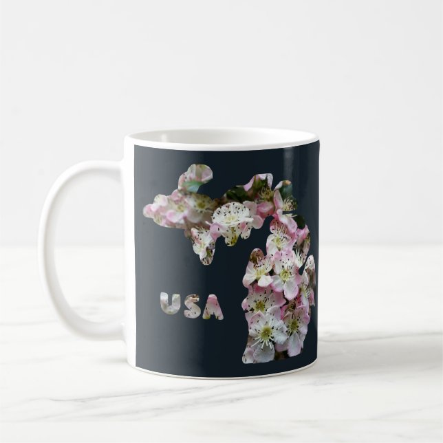 State of Michigan and Apple Blossoms Coffee Mug (Left)