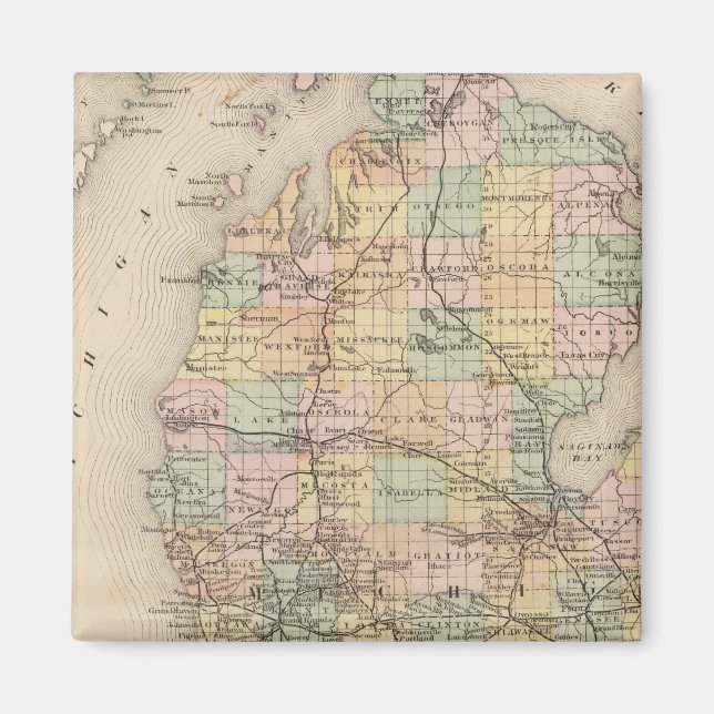 State of Michigan Atlas Map Magnet (Front)