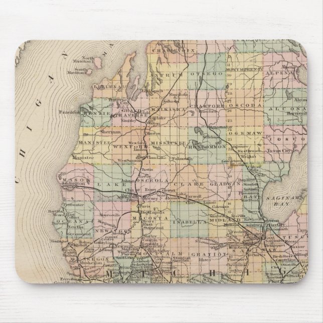 State of Michigan Atlas Map Mouse Pad (Front)