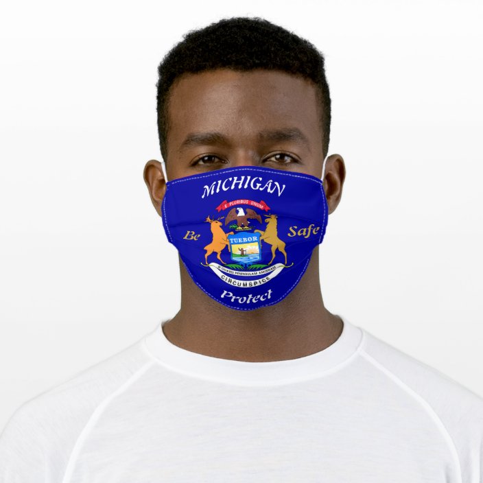 State Of Michigan Blue W Flag Colors Cloth Face Mask Zazzle Com