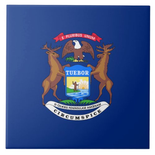 State of Michigan Flag Ceramic Tile