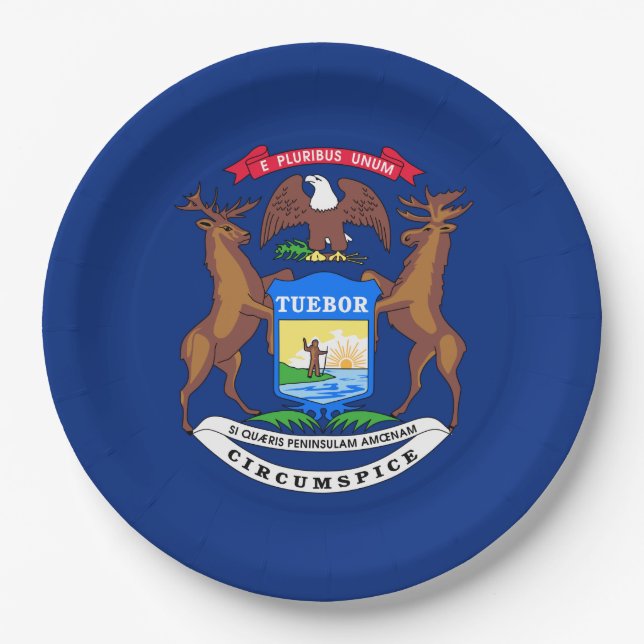 State of Michigan Flag Paper Plates (Front)