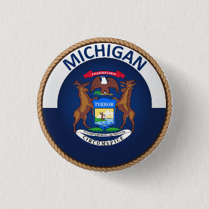 State of Michigan Flag Seal Button