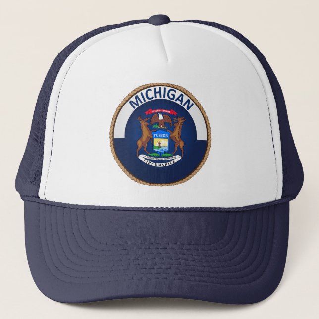 State of Michigan Flag Seal Trucker Hat (Front)