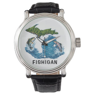 State of Michigan Graphic with Fish Watch