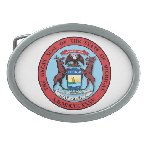 State of Michigan Great Seal Belt Buckle