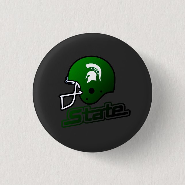 State of Michigan Green Black Button (Front)