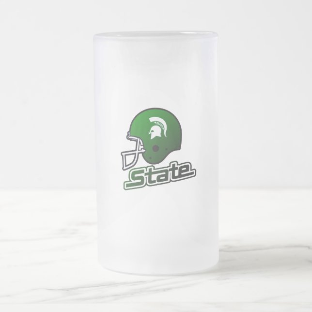 State of Michigan Green Black Frosted Glass Beer Mug (Center)