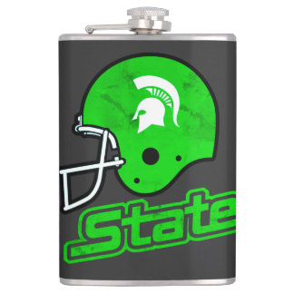 State of Michigan Green White Flask