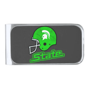 State of Michigan Green White Silver Finish Money Clip