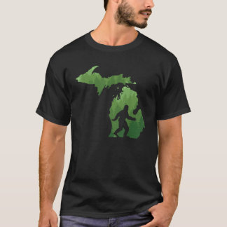State of Michigan Map Bigfoot Shirt Funny Sasquatc