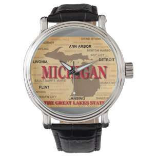 State Of Michigan Map, Detroit, Lansing Watch