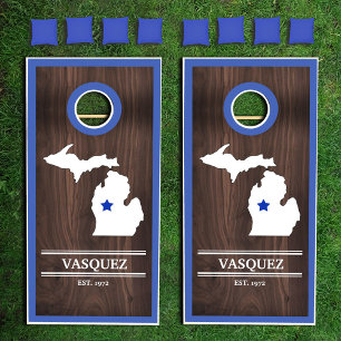 State of Michigan Personalized Woodgrain Cornhole Set