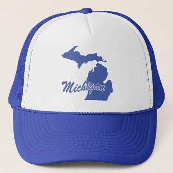 State Of Michigan Shape Trucker Hat by trendyteeshirts at Zazzle