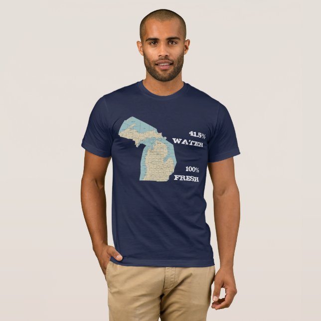 State of Michigan T-Shirt - 41.5% Water - 100% Fre (Front Full)