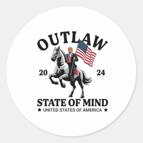 State Of Mind Western Funny Trump Riding Horse Dad Classic Round Sticker